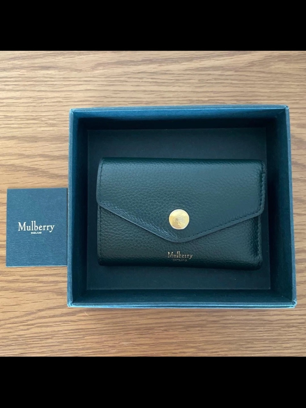 Mulberry Dark Green Pebbled Leather Envelope Card Case